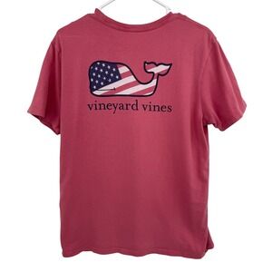 Vineyard Vines Boys XL Red American Flag Whale Logo Pocket T-Shirt Short Sleeve